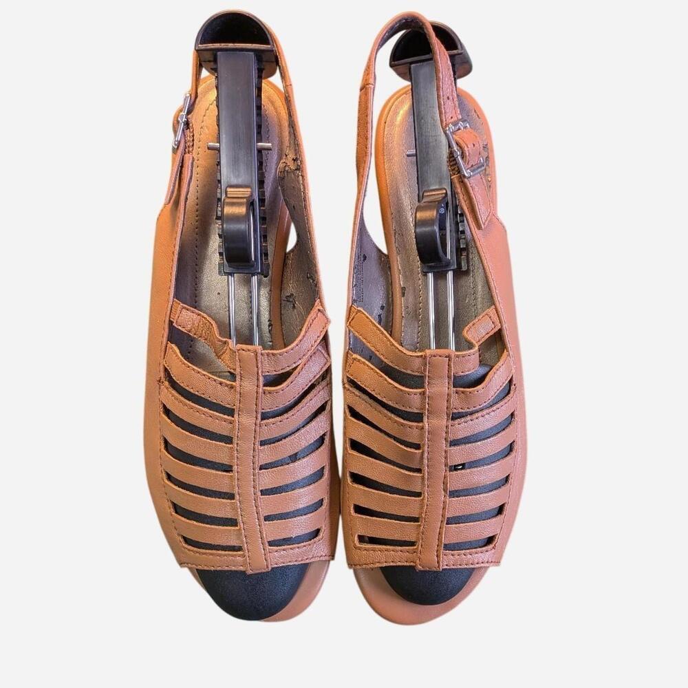 Early 2000s Array Tan Leather Caged Fisherman Sli… - image 2